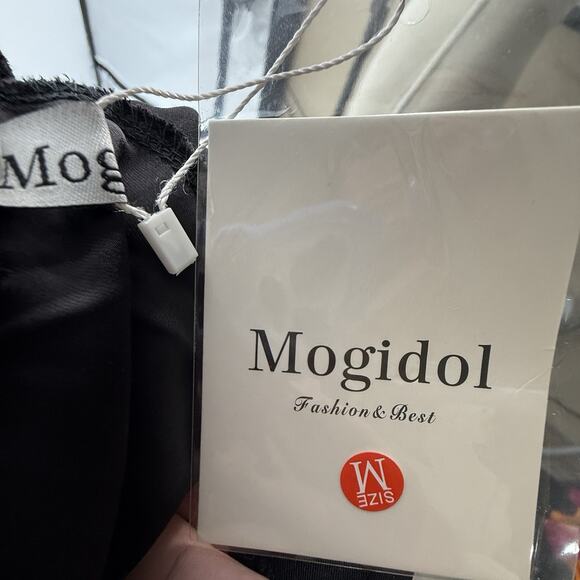Mogidol Italian Summer Tie Neck Sleeveless Dress Black Satin size Medium NEW - Picture 15 of 15